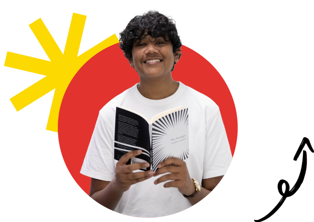 Student holding book