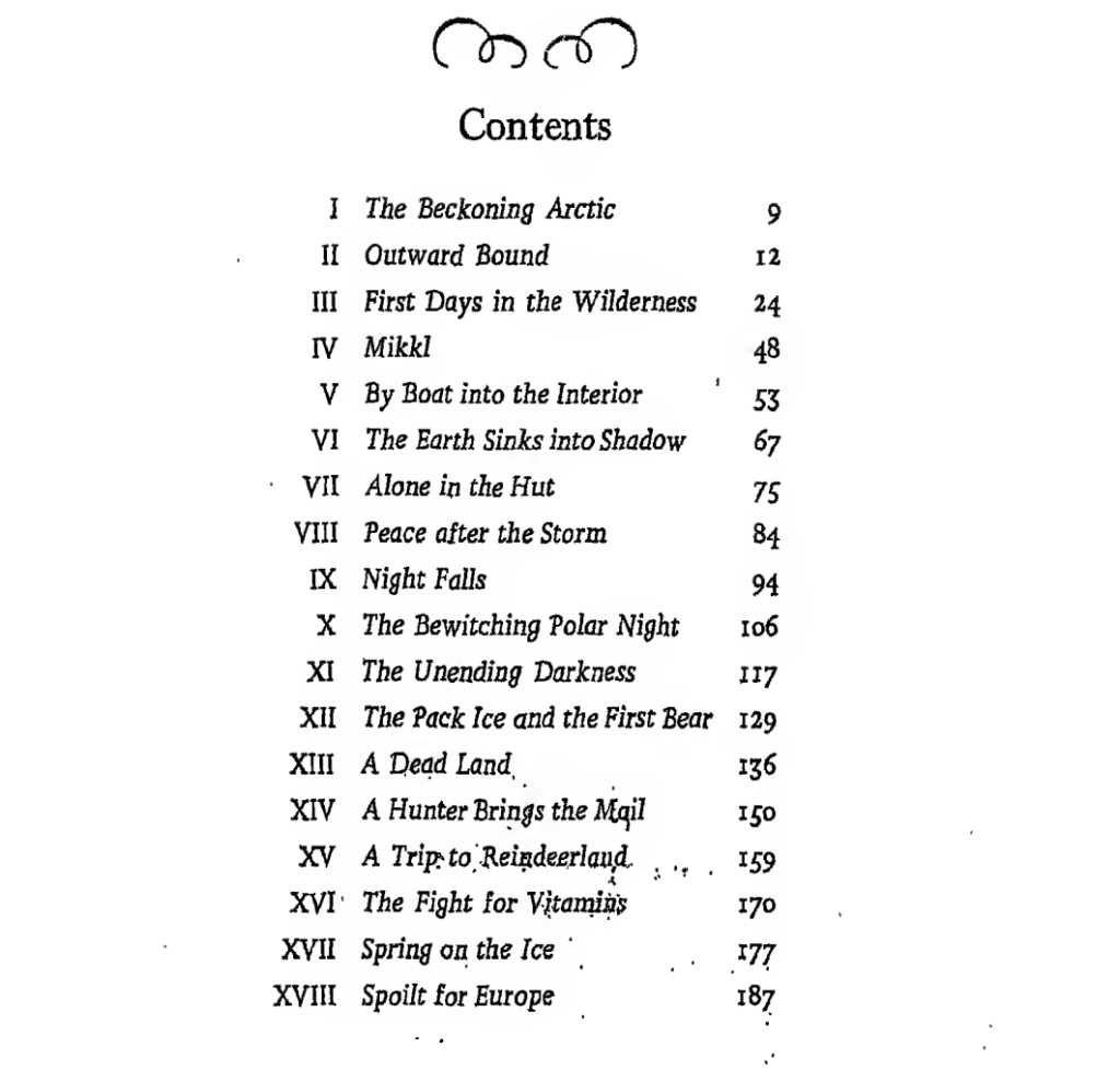Table of contents for Woman in the Polar Night